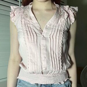 Coquette Vintage Lace & Ruffle Blouse
